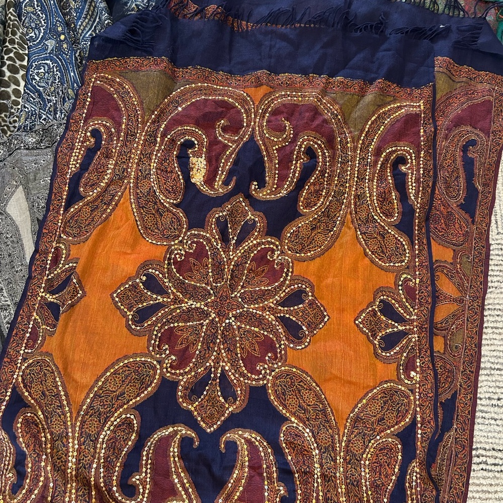 Mixed Pattern Scarf Bundle Boho Wrap Paisley & Fl… - image 3